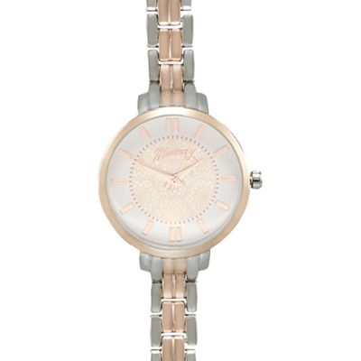 Ladies rose gold plated spiral dial analogue watch